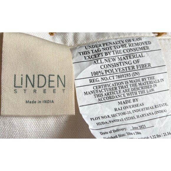 Linden Street Embroidered Decorative Throw Pillow 20" x 20" Brown White - Picture 5 of 5